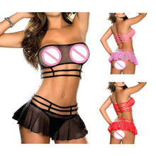 Load image into Gallery viewer, 1Set Women Sexy Lingerie Corset Babydoll G-string Push Up Top Bra+Pants Set Sleepwear Underwear Nightwear Dress black/pink/ red