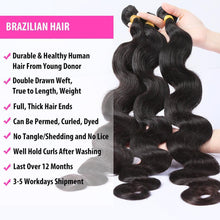Load image into Gallery viewer, 9A Grade Brazilian Human Hair Extensions Body Wave 1/3 Bundles with - Bianca's hair and beauty supply