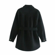 Load image into Gallery viewer, Fashion With Belt Loose Woolen Jacket Coat Vintage Long Sleeve Side Pockets Female Outerwear Chic Overcoat