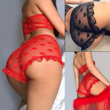 Load image into Gallery viewer, Mesh Sheer Bra Set Underwear Women Sexy Lingerie Underwear Ruffle Lingerie Lace Mesh Sleepwear Nightwear Bra Briefs Set