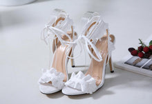 Load image into Gallery viewer, Cross Bandage High Heels Sandals Women Pumps Thin Heel Ruffle Lace Up Summer Shoes