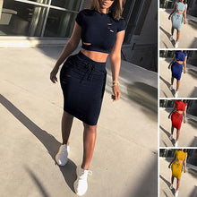 Load image into Gallery viewer, Two Piece Set Summer Dresses Women Sexy Patchwork Cocktail Party Bodycon Bandage Dress Wholesale