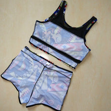 Load image into Gallery viewer, Women High Waist Bikini Swimsuits 3XL Plus Size Swim Wear Bathing Suit African Print Biquini Large Two Piece Neck Swimwear