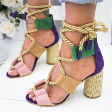 Load image into Gallery viewer, Summer Wedge Espadrilles Women Sandals 7CM Heel Pointed Fish Mouth Sandals Woman Hemp Lace Up Women Platform Sandals