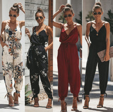 Load image into Gallery viewer, V Neck Sexy Bodysuits Women With Belt Body Femme Feminino Floral Playsuit Overalls Print Spring Summer Jumpsuit