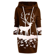 Load image into Gallery viewer, Free Ostrich Christmas Dress Women Hooded Long Sleeve Printed Casual Vestido De Festa Curto Casual Dress Clothes Women N30
