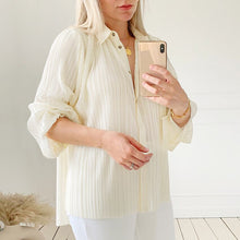 Load image into Gallery viewer, Pleated Blouse Wide Leg Pants Women Trousers Elegant Casual Palazzo Pants Elastic High Waist Ruched Pants Ladies 2 Pieces Set