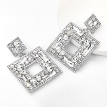 Load image into Gallery viewer, Flash Claw Chain Series Multi-layer Square Alloy Diamond Rhinestone Glass Diamond Full Diamond Earrings