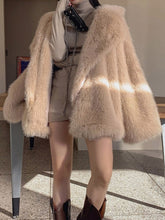 Load image into Gallery viewer, Fashion Women's Faux Fur Coat Lapel Loose Covered Button Long Sleeve Thick Warm Khaki Coat Female Winter