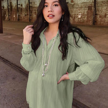 Load image into Gallery viewer, Pleated Blouse Wide Leg Pants Women Trousers Elegant Casual Palazzo Pants Elastic High Waist Ruched Pants Ladies 2 Pieces Set