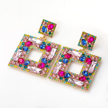 Load image into Gallery viewer, Flash Claw Chain Series Multi-layer Square Alloy Diamond Rhinestone Glass Diamond Full Diamond Earrings