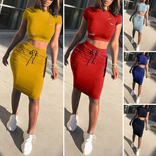 Load image into Gallery viewer, Two Piece Set Summer Dresses Women Sexy Patchwork Cocktail Party Bodycon Bandage Dress Wholesale