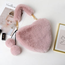 Load image into Gallery viewer, Cyber Red Fashion Plush Heart shaped Bag Women's Handbag Obliquely Straddle with Heart Heart Love Hairpin Wallet