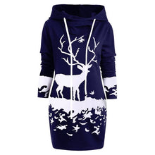 Load image into Gallery viewer, Free Ostrich Christmas Dress Women Hooded Long Sleeve Printed Casual Vestido De Festa Curto Casual Dress Clothes Women N30