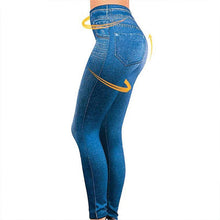 Load image into Gallery viewer, Perfect Fit Jeans Leggings Explosion models imitation denim women's leggings 9 points pants pull hair print imitation denim