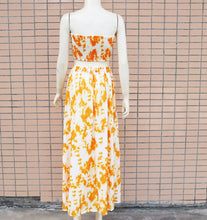 Load image into Gallery viewer, Printed Bandeau Sexy Strapless Crop Tops & Slit Maxi Skirts Set Summer Women Two Piece Set