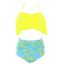 Load image into Gallery viewer, Women High Waist Bikini Swimsuits 3XL Plus Size Swim Wear Bathing Suit African Print Biquini Large Two Piece Neck Swimwear