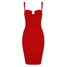 Load image into Gallery viewer, Ladies Sexy Blue Yellow Black Rayon Women Summer Bandage Dress Celebrity Designer Fashion Party Dress