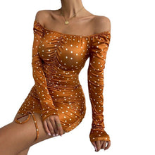 Load image into Gallery viewer, European And American Women's Fashion Wave Point Dress Summer Sexy Off Shoulder Medium And Long Skirt