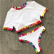 Load image into Gallery viewer, Women High Waist Bikini Swimsuits 3XL Plus Size Swim Wear Bathing Suit African Print Biquini Large Two Piece Neck Swimwear