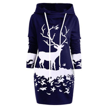 Load image into Gallery viewer, Free Ostrich Christmas Dress Women Hooded Long Sleeve Printed Casual Vestido De Festa Curto Casual Dress Clothes Women N30