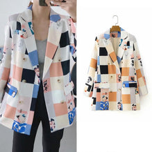 Load image into Gallery viewer, Autumn winter women fashion print blazer female long sleeve jacket ladies casual loose blazer tops