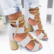 Load image into Gallery viewer, Summer Wedge Espadrilles Women Sandals 7CM Heel Pointed Fish Mouth Sandals Woman Hemp Lace Up Women Platform Sandals