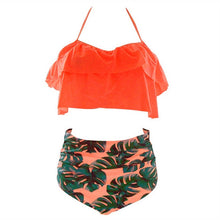 Load image into Gallery viewer, Women High Waist Bikini Swimsuits 3XL Plus Size Swim Wear Bathing Suit African Print Biquini Large Two Piece Neck Swimwear
