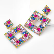 Load image into Gallery viewer, Flash Claw Chain Series Multi-layer Square Alloy Diamond Rhinestone Glass Diamond Full Diamond Earrings
