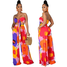 Load image into Gallery viewer, Dashiki Women African Clothes for Women Floral Printing Long Dress New Casual Elegant Tube Top Pants V-Neck Women's 2-Piece Su
