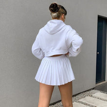 Load image into Gallery viewer, Casual White Mini Pleated Skirts Shorts Letter Print High Waisted Short Skirt Korean Preppy Style Summer Dance