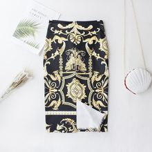 Load image into Gallery viewer, New-Coming European Women Autumn Print Pencil Skirt High Stretch Abstract Pattern Midi Slip Hip Skirt Female
