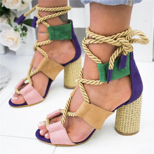 Load image into Gallery viewer, Summer Wedge Espadrilles Women Sandals 7CM Heel Pointed Fish Mouth Sandals Woman Hemp Lace Up Women Platform Sandals