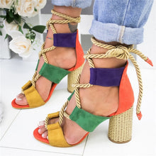 Load image into Gallery viewer, Summer Wedge Espadrilles Women Sandals 7CM Heel Pointed Fish Mouth Sandals Woman Hemp Lace Up Women Platform Sandals