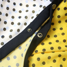 Load image into Gallery viewer, Yellow Black Pathwork Chiffon Polka Dot Maxi Slit Dress Long Sleeve with Sashes Pocket Retro Summer Tunic Robes Femme Covers