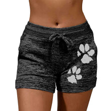 Load image into Gallery viewer, Summer Fast Drying Drawstring cat paw print shorts Lace Up High Waist Elastic Cotton Short Women Beach Casual Sport Shorts