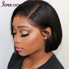 Load image into Gallery viewer, Bob Wig Short Brazilian Bone Silky Straight Human Hair Wigs For Women Natural Wig T Part Lace Bob Human Hair Wig Pre Plucked