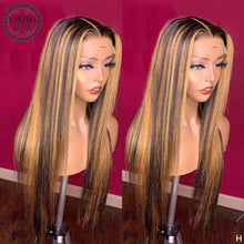 Load image into Gallery viewer, VINIDA STYLE Highlight Straight 150Density Lace Front Human Hair Wigs Scalp Top Closure Wigs With Baby Hair Non-Remy