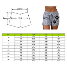 Load image into Gallery viewer, Summer Fast Drying Drawstring cat paw print shorts Lace Up High Waist Elastic Cotton Short Women Beach Casual Sport Shorts