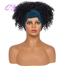 Load image into Gallery viewer, QY Hair Big Afro Kinky Curly Headband Wigs For Women Synthetic Hair Wigs Turban Wrap Hair Style