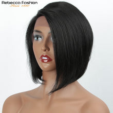 Load image into Gallery viewer, Straight Bob Human Hair Wigs Part Lace Front Bob Wigs Straight Short Bob Wig Rebecca Wig Brazilian Lace Front Human Hair Wigs