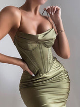 Load image into Gallery viewer, High Quality Satin Bodycon Dress Women Party Dress 2022 New Year Dress Green Bodycon Dress Celebrity Evening Club Dress XL
