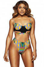 Load image into Gallery viewer, African Tribal Print Swimsuit Women High Waist Thong Bottoms Swimwear Female 2 Pieces Bathing Suits Padded Bikini
