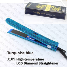 Load image into Gallery viewer, Hair Flat Iron Straightener 2 in 1 Hair Curling Straightening Flat Iron Curler Sparkling Crystal Rhinestones Bling Straightener - Bianca's hair and beauty supply