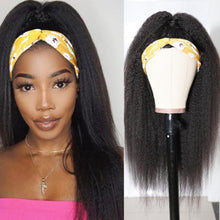 Load image into Gallery viewer, Scarf Wig Kinky Straight Human Hair Wigs Headband Wig - Bianca's hair and beauty supply