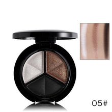 Load image into Gallery viewer, 3 Colors Shimmer Glitter Eye Shadow Palette Makeup Copper Bronzer Sliver Grey Metallic Smoky Cut Crease Eyeshadow Nude Cosmetics - Bianca's hair and beauty supply