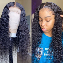 Load image into Gallery viewer, Curly Human Hair Wig Honey Blonde Ombre 13x1 Brazilian Brown Color Deep Water Wave Hd Frontal Highlight Bob Lace Front Wigs - Bianca's hair and beauty supply