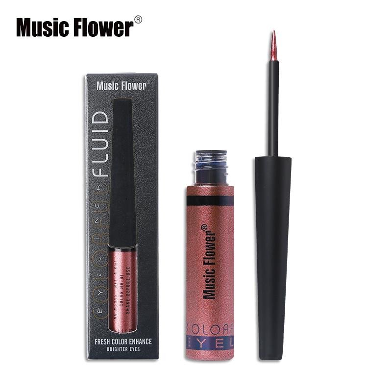 Music Flower Brand 6 Color Shimmer Liquid Eyeliner Pen Brightening Eyes Makeup Eye Liner Pencil Waterproof Quick Drying Eyelid