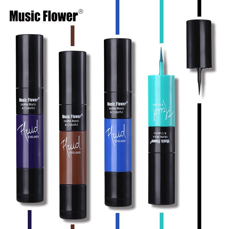 Music Flower Matte Black & Colorful 2 In 1 Waterproof Liquid Eyeliner Pen Makeup Fast Dry Smooth Long Lasting Charm Eyes Liner