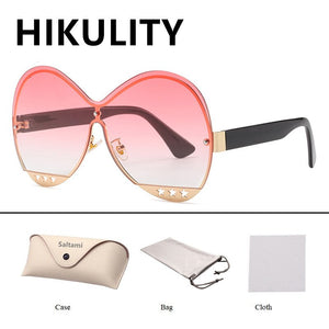 Gradual Color Runway Sunglasses Female Fashion Hollowed Out Five-Star Metal Trend Sunglasses